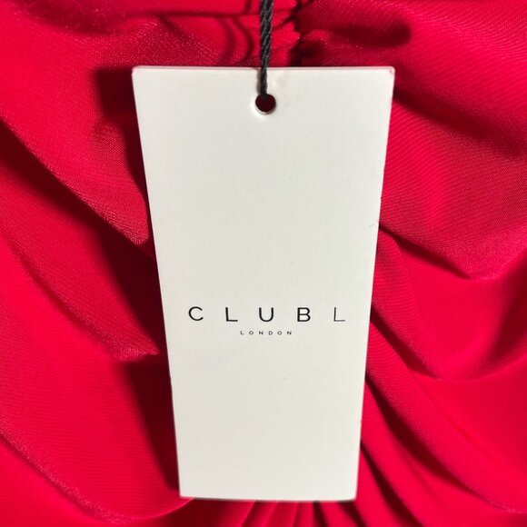 Club L London Adele Backless Ruched Fishtail Cami Maxi Dress Gown 8 US Red NEW - Picture 13 of 14